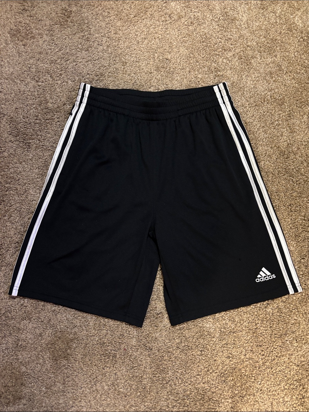 adidas Black Athletic Shorts with White 3-Stripe Side Trim